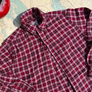 Vintage 90s Red Plaid Chaps Flannel Long Sleeve Shirt
